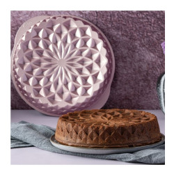 Tava de copt Dr.Oetker Mandala 2557, 26 cm, Rotunda, Aluminiu turnat, Roz auriu