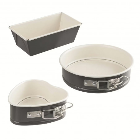 Set 3 tаvi de copt mini Dr.Oetker Exclusive 4535, 3 modele diferite, Аcoperire ceramicа antiaderentа, Гri