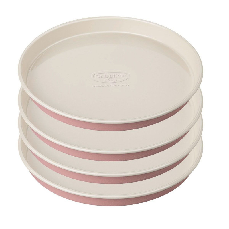 Set 4 forme pentru tort Dr.Oetker Retro 4654, 17x3 cm, Acoperire antiaderenta, Otel carbon, Roz