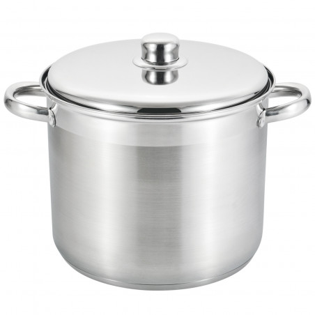 Rosberg R51211B24S Deep Pot, 24 x 20 cm, 9 L, Metal Lid, Induction, Stainless Steel