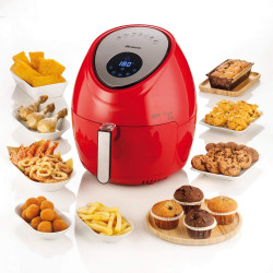 Фритюрник с горещ въздух Ariete AIRY FRYER XXL 4618/01, 1800W,  5.5 л, 7 програми, Таймер, LCD сензорен дисплей, Червен