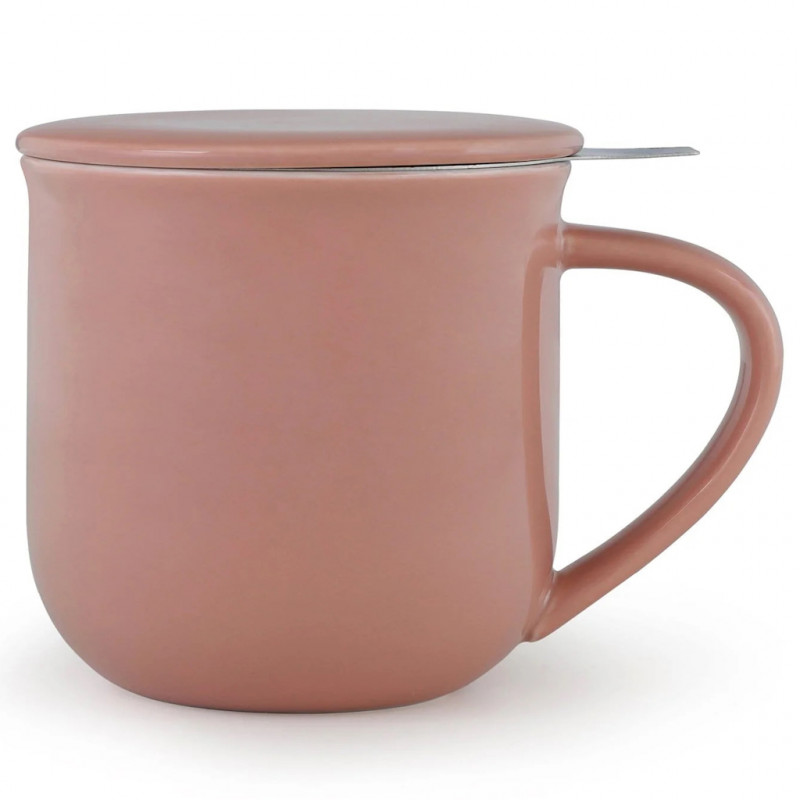 Viva Scandinavia Minima Eva V81450 Tea Cup with Infuser and Lid, 350 ml, Porcelain, Pink