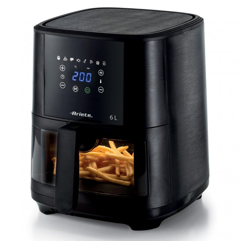 Ariete MAXI 4626/00 Hot Air Fryer, 1300 W, 6 L, 8 Programs, 35–200°C, LCD Touch Panel, Black