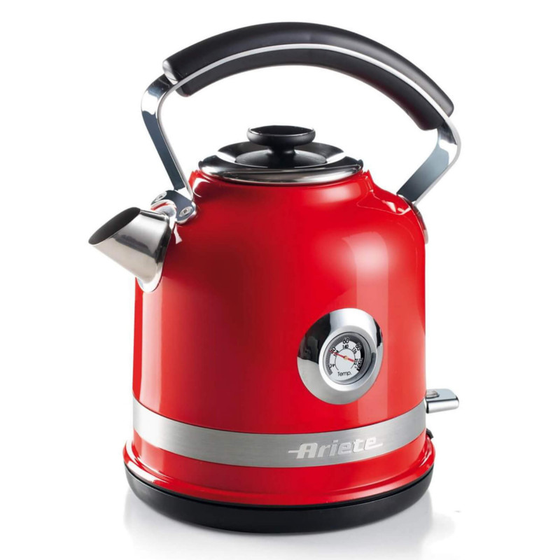 Ηλεκτρικός βραστήρας Ariete MODERNA 2854/00, 2000W, 1.7 l, Θερμόμετρο, ασύρματη βάση 360C, Αφαιρούμενο φίλτρο, Κόκκινο