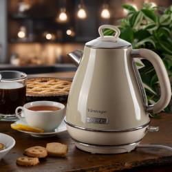 Cana electrica VINTAGE 2869/03, 2000W, 1,7 L, Filtru detasabil, Fereastra de apa, 360C° bază fara fir, Bej