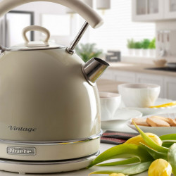 Ceainic electric Ariete VINTAGE 2877/03, 2000W, 1.7 L, Corp otel, Suprafata rece, Baza 360°, Bej