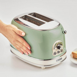 Τοστιέρα ψωμιού Ariete VINTAGE 0155/04, 810W, 2 φέτες, 3 λειτουργίες, 6 στάδια, Αφαιρούμενος δίσκος ψίχας, Πράσινο