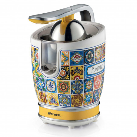 Цитрус преса Ariete Positano JUICER 0413/0P, 85W, Метално тяло, Безшумна работа, 2 приставки, Бял/Жълт