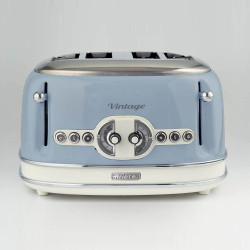 Prajitor de paine Ariete VINTAGE 0156/05, 1600W, 4 felii, 3 functii, 6 trepte, Tava firimituri detasabila, Albastru