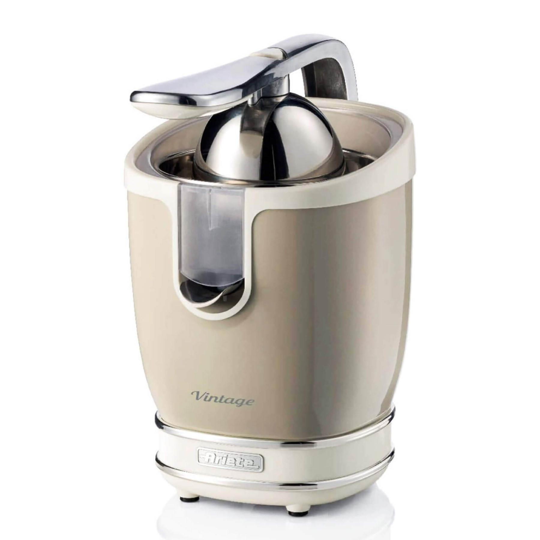 Цитрус преса Ariete VINTAGE JUICER 0413/03, 85W, Метално тяло, Безшумна работа, 2 приставки, Бежов