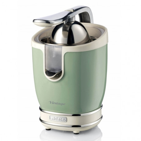 Presa electrica pentru citrice Ariete VINTAGE JUICER 0413/04, 85W, Corp metalic, Functionare silentioasa, 2 atasamente, Verde