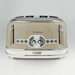 Τοστιέρα ψωμιού Ariete VINTAGE 0156/03, 1600W, 4 φέτες, 3 λειτουργίες, 6 στάδια, αφαιρούμενος δίσκος ψίχας, Μπεζ