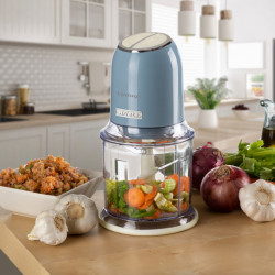 Tocator alimente Ariete VINTAGE 0438/05, 400W, 600 ml, 2 viteze, Otel inoxidabil, Albastru