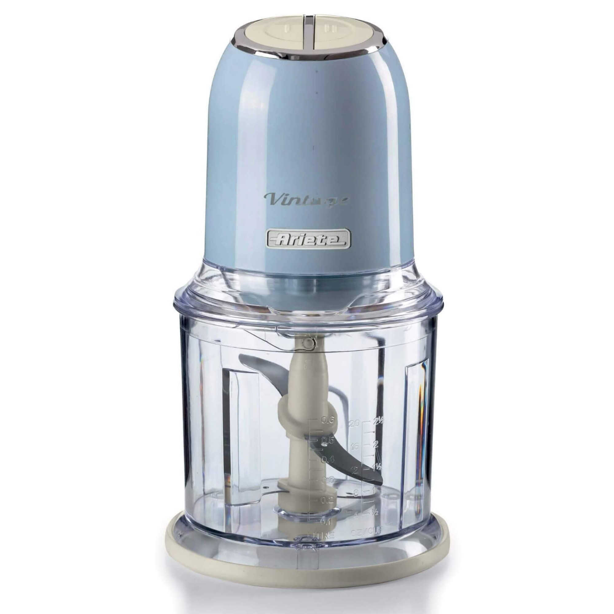 Чопър Ariete VINTAGE 0438/05, 400W, 600 мл, 2 скорости, Неръждаема стомана, Градуирана чаша, Син