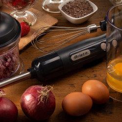 Set mixer, blender, tocator 3in1 Ariete BREAKFAST 0601/10, 700W, 500 ml, 2 viteze, Functie anti-stropire, Gri inchis