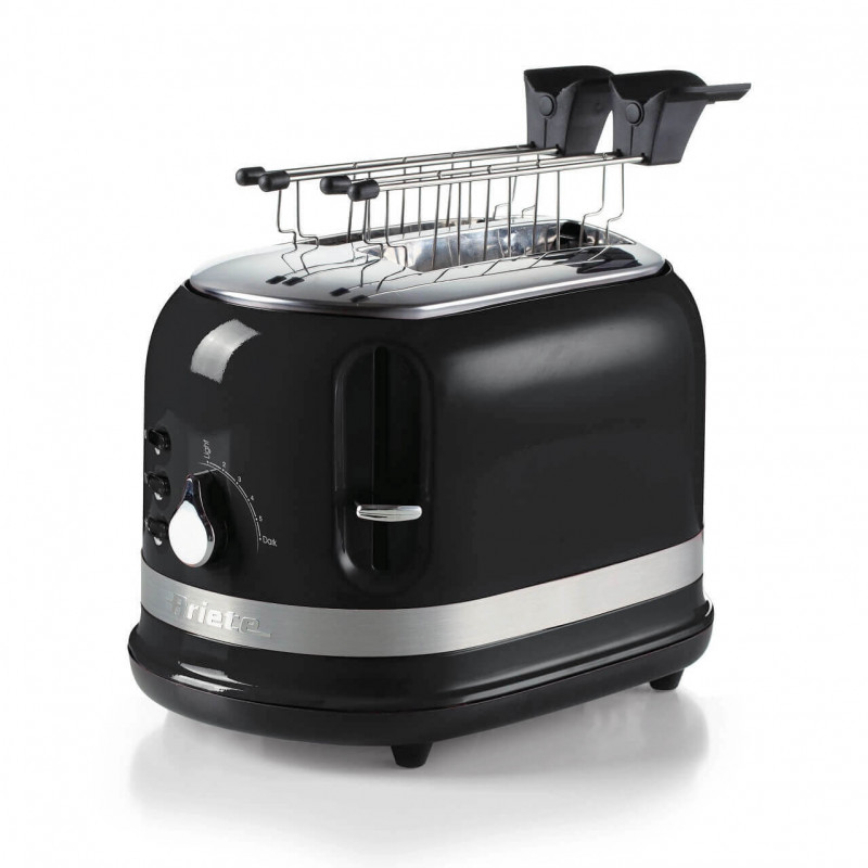Ariete MODERNA 0149/02 Toaster, 815W, 2-slice, 3 functions, 6 settings, Removable crumb tray, Black