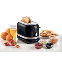 Ariete MODERNA 0149/02 Toaster, 815W, 2-slice, 3 functions, 6 settings, Removable crumb tray, Black