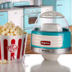 Ariete XL PARTY TIME 2957/01 Hot Air Popcorn Maker, 1100W, Dispenser, Removable Bowl, Turquoise