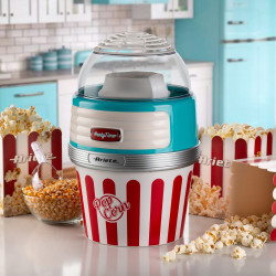 Ariete XL PARTY TIME 2957/01 Hot Air Popcorn Maker, 1100W, Dispenser, Removable Bowl, Turquoise