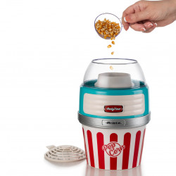 Ariete XL PARTY TIME 2957/01 Hot Air Popcorn Maker, 1100W, Dispenser, Removable Bowl, Turquoise
