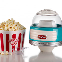 Ariete XL PARTY TIME 2957/01 Hot Air Popcorn Maker, 1100W, Dispenser, Removable Bowl, Turquoise