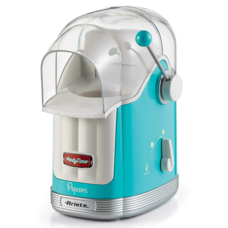 Aparat preparare popcorn cu aer cald Ariete Party Time 2.0 2958/01, 1100W, 600 g, Clean- pulse, Turcoaz