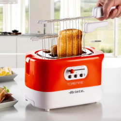 Prajitor de paine Ariete TOASTIME 0159/00, 700W, 2 felii, 3 functii, 9 trepte, Tava firimituri detasabila, Orange