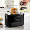 Prajitor de paine Ariete TOASTIME 0159/02, 700W, 2 felii, 3 functii, 9 trepte, Tava firimituri detasabila, Negru