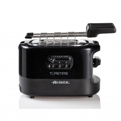 Τοστιέρα ψωμιού Ariete TOASTIME 0159/02, 700W, 2 φέτες, 3 λειτουργίες, 9 στάδια, Αφαιρούμενος δίσκος ψίχας, Μαύρο