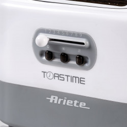Тостер за хляб Ariete TOASTIME 0159/01, 700W, 2 филии, 3 функции, 9 степени, Подвижна тава за трохи, Бял