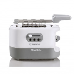 Тостер за хляб Ariete TOASTIME 0159/01, 700W, 2 филии, 3 функции, 9 степени, Подвижна тава за трохи, Бял