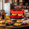 Aparat preparare burgeri Ariete Party Time 0205/00, 1200W, 2 compartimente, Placi neaderente, Tava detasabila, Rosu