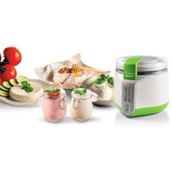 Aparat preparare branza si iaurt Ariete B-CHEESE 0615/00, 500W, 2 L, 6 programe, 90°C, 6 indicatori, Alb/Verde