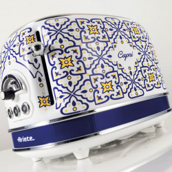 Prаjitor de pâine Ariete Capri 0155/0C, 810W, 2 felii, 3 funcтii, 6 trepte, Tava firimituri detasabila, Alb/Albastru