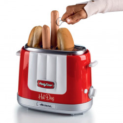 Aparat preparare hot-dog Ariete PARTY TIME 0206/00, 650W, 4 compartimente, 5 trepte, Functie Stop, Rosu