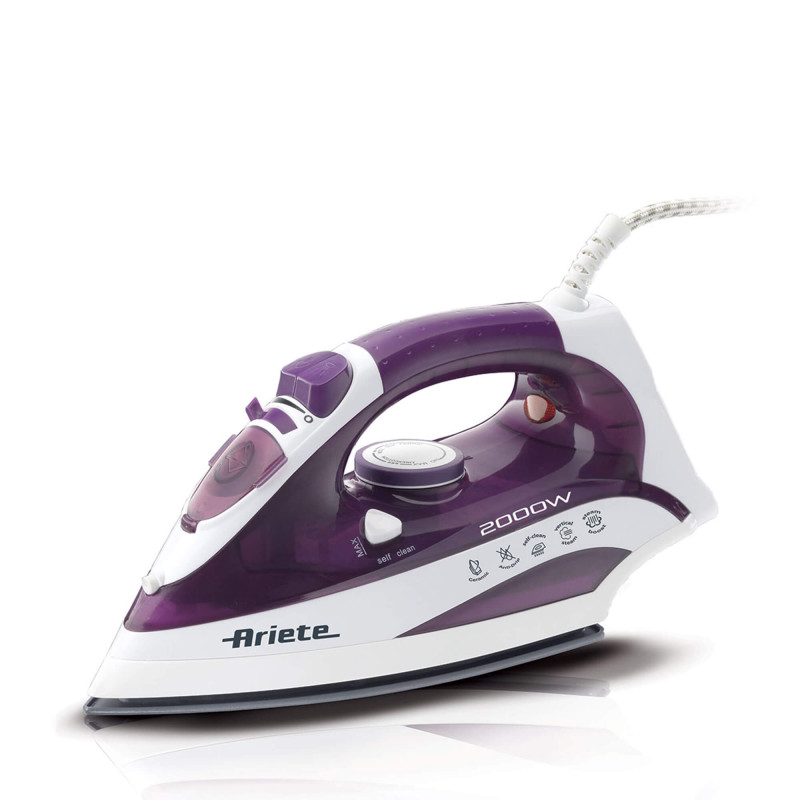 Fier de calcat Ariete STEAM IRON 6235/00, 2000W, 0.3 L, Placa ceramica, Jet de abur, Violet