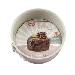 Форма за торта с падащо дъно Dr.Oetker Retro 4651, 20х7 см, Керамично незалепващо покритие, Въглеродна стомана, Розов