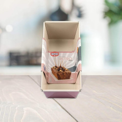 Tava de copt Dr.Oetker Retro 4655, Dreptunghiulara, 25x7.5 cm, Acoperire antiaderenta, Otel carbon, Roz