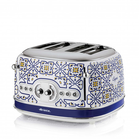 Ariete Capri 0156/0C Toaster, 1600W, 4-slice, 3 functions, 6 settings, Removable crumb tray, White/Blue