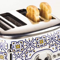 Ariete Capri 0156/0C Toaster, 1600W, 4-slice, 3 functions, 6 settings, Removable crumb tray, White/Blue