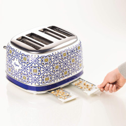 Ariete Capri 0156/0C Toaster, 1600W, 4-slice, 3 functions, 6 settings, Removable crumb tray, White/Blue