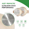 Just Perfecto JL-28 Cookware Set, 15 pcs, Cast Iron, Marble Coating, Induction Compatible, Accessories, Beige