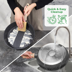 Σετ κατσαρόλες και τηγάνια Just Perfecto JL-780, 15 h, χυτό, μαρμάρινη επίστρωση, επαγωγή, ατμομάγειρας, αξεσουάρ, μαύρο