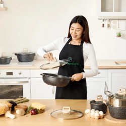 Σετ κατσαρόλες και τηγάνια Just Perfecto JL-780, 15 h, χυτό, μαρμάρινη επίστρωση, επαγωγή, ατμομάγειρας, αξεσουάρ, μαύρο