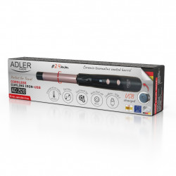 Ασύρματο ψαλίδι για μπούκλες Adler AD 2120, 50W, 210°C, Κεραμική-τουρμαλινική επίστρωση, LED οθόνη, Μαύρο/Χάλκινο