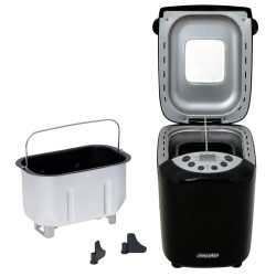 Masina de facut paine Mesko MS 6022, 1/1.5 kg, 850 W, 15 programe, Afisaj LCD, Agitator dublu, Cos mobil, Negru