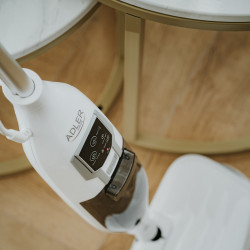 Ατμοκαθαριστής δαπέδου Adler AD 7052, 1300W, 3 ρυθμίσεις, 0,550 λίτρα, 2 περιστρεφόμενες κεφαλές, 2 λειτουργίες, Γρήγορη θέρμανση, Λευκό