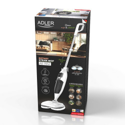 Mop cu aburi Adler AD 7052, 1300 W, 3 setari, 0.550 L, 2 capete rotative, 2 moduri de functionare, Incalzire rapida, Alb