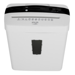 Καταστροφέας εγγράφων Adler AD 1037, 200 W, 13 L, Μέχρι 22 cm, 6 φύλλα τη φορά, Υποδοχή για CD/DVD και πιστωτικές κάρτες, Αυτόματη εκκίνηση/διακοπή, Λειτουργία αντιστροφής, 69 dB, Λευκό