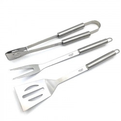 Set ustensile pentru gratar Adler AD 6729, 4 piese, Otel inoxidabil, Carcasa din aluminiu, Orificii de agatare, Argintiu